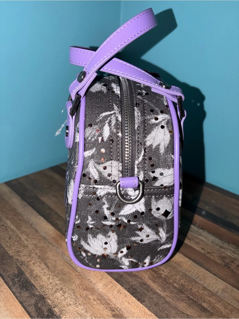 Von Dutch Lavender Accent Floral Bowling Bag NWOT RARE!